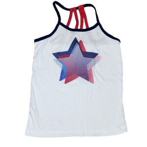 XERSION Red White and Blue Strappy Tank Top with Stars in Front